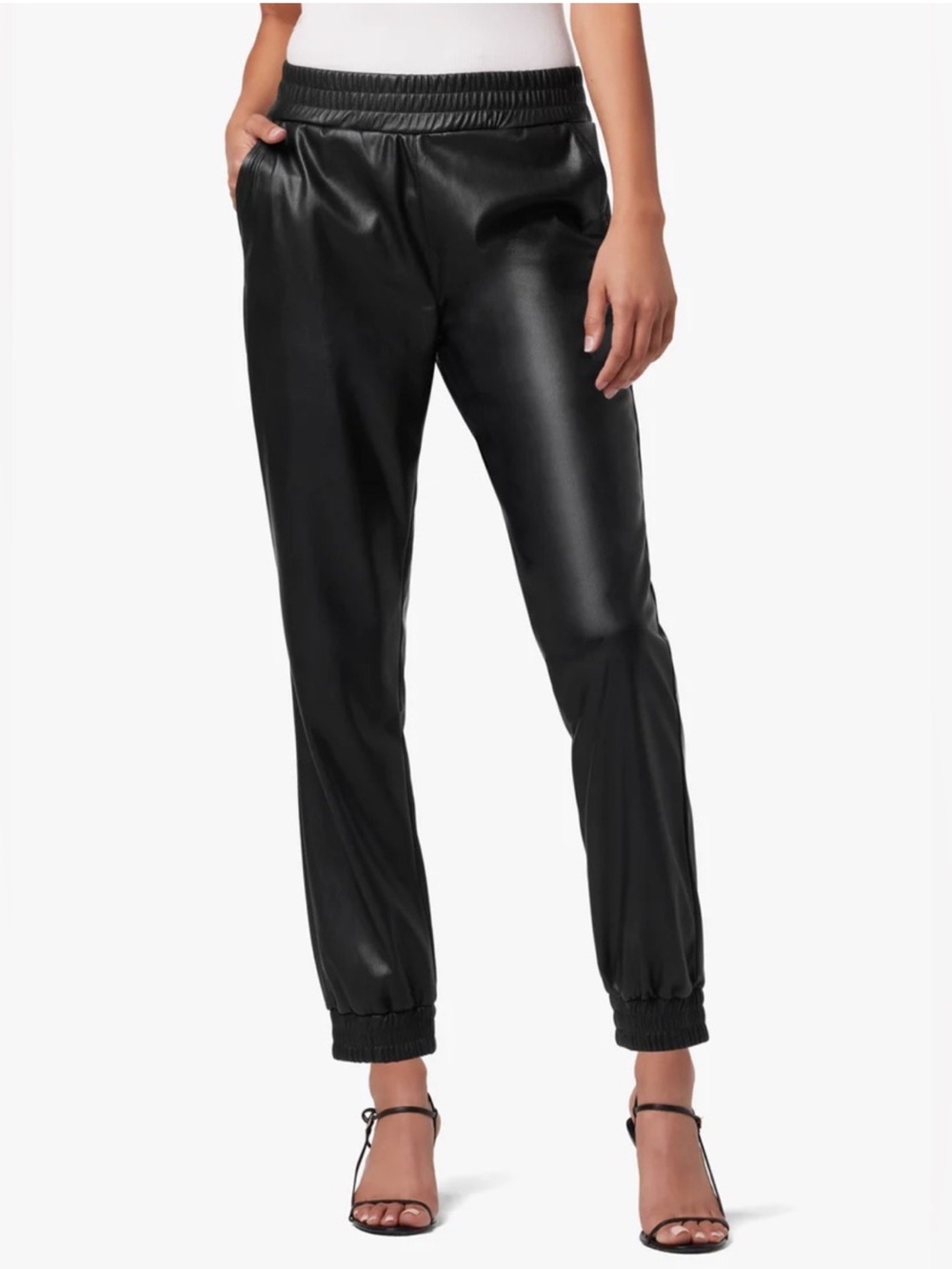 Joe’s Jeans faux Vegan Leather High Rise Pull On Jogger Pants Size M